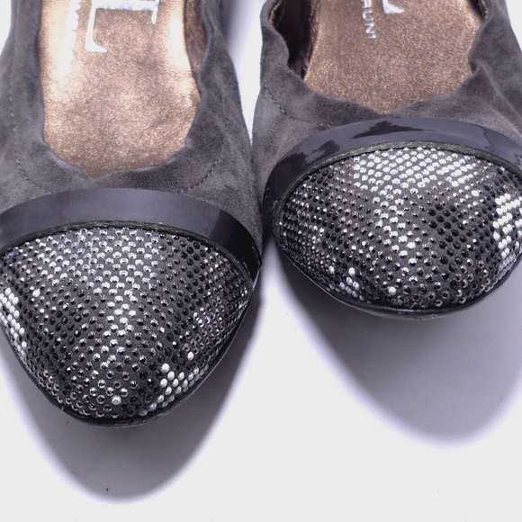 Womens Sz 6 (36.5) AGL Wedge Attilio Giusti Leombruni Gray Snake Studded Ballet - Picture 9 of 11